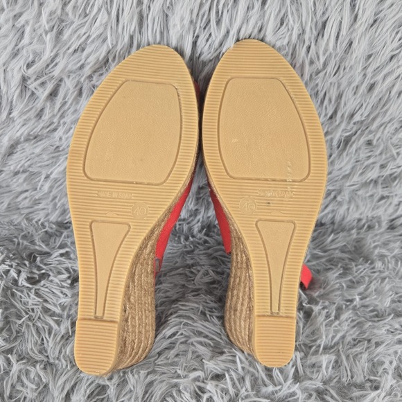 Viscata Barcelona Womens EU 40 US 9-9.5 Red Slip On Espadrilla 3" Wedges Sandals - Picture 7 of 10
